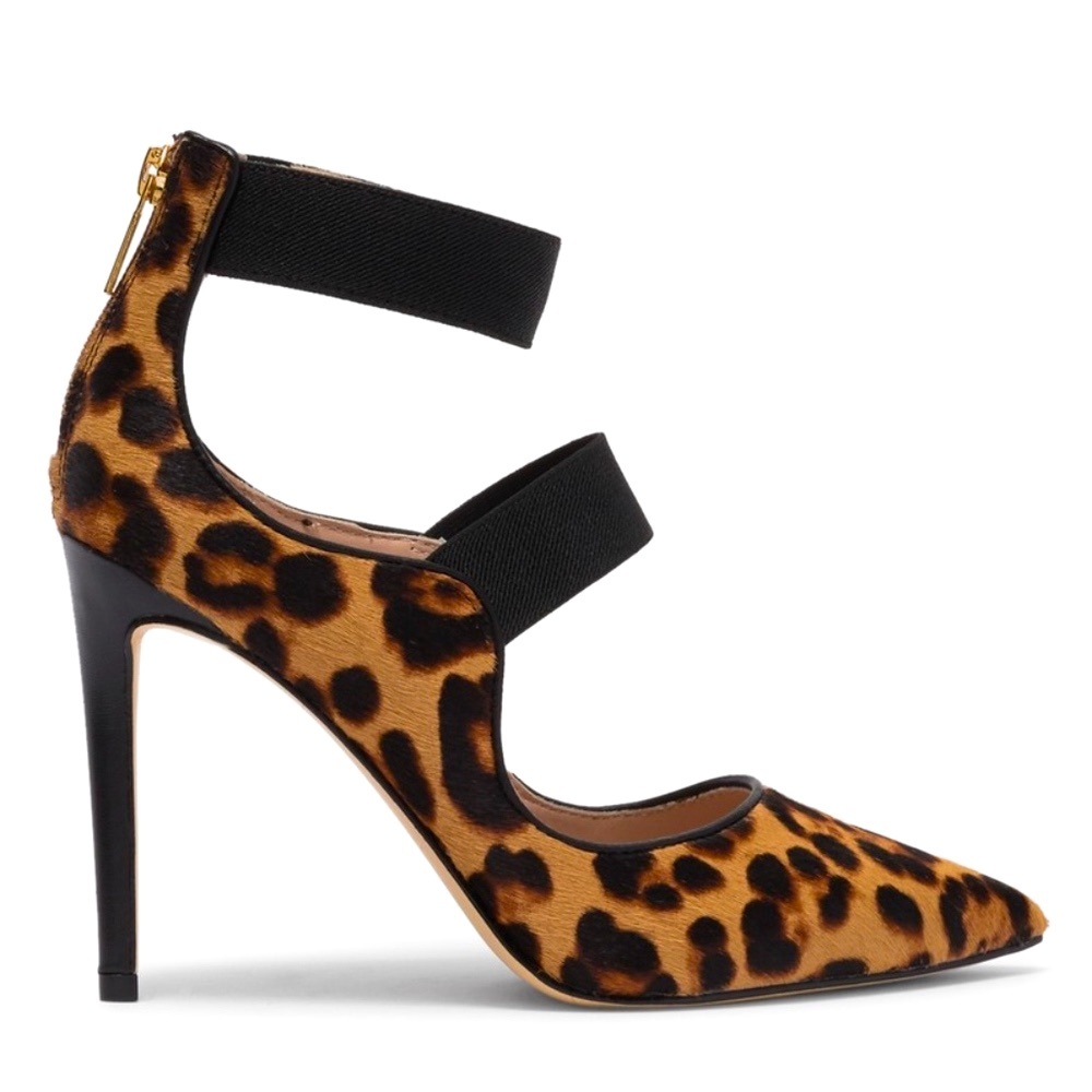 Rachel Zoe Leopard Calf Hair Fur Pointed Toe Pump